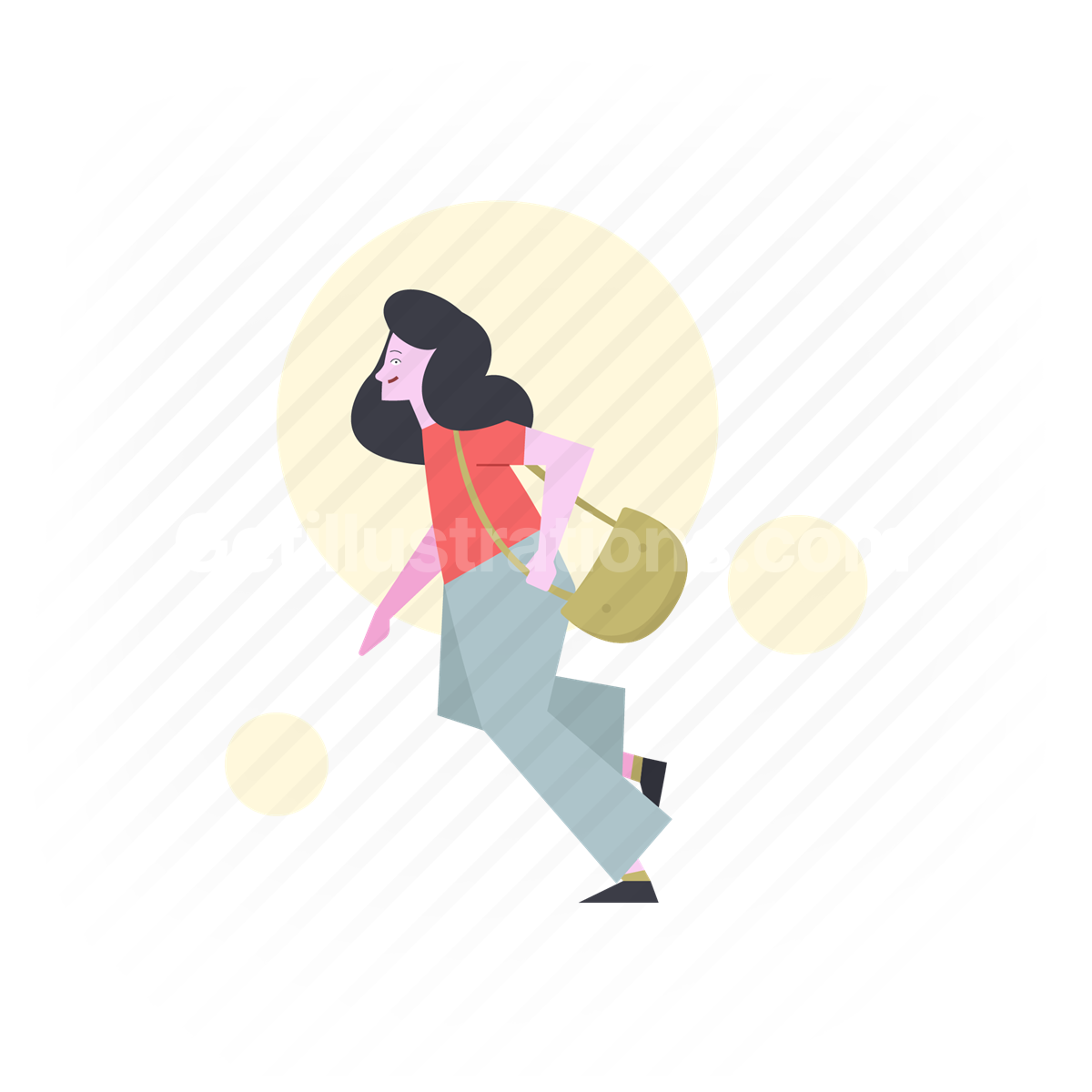 woman, walk, handbag, purse, run, running